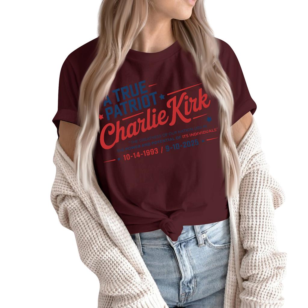 Women's Fashion Casual Printed Short Sleeve Round Neck Pullover Tops