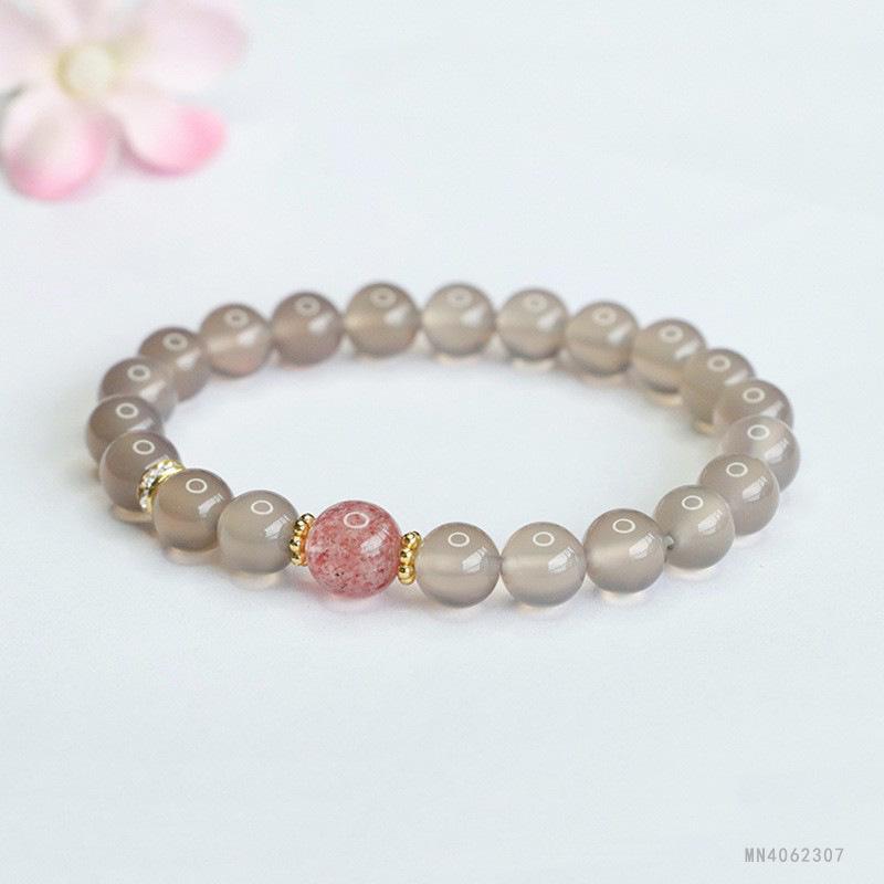 Juanyu Purple Chalcedony & Strawberry Crystal Bracelet - Ancient Style Jewelry MN4062307
