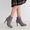 New Winter Grey Women Ankle Boots Pointed Toe High Stiletto Heel Lady Casual Shoes Large Plus Size 47