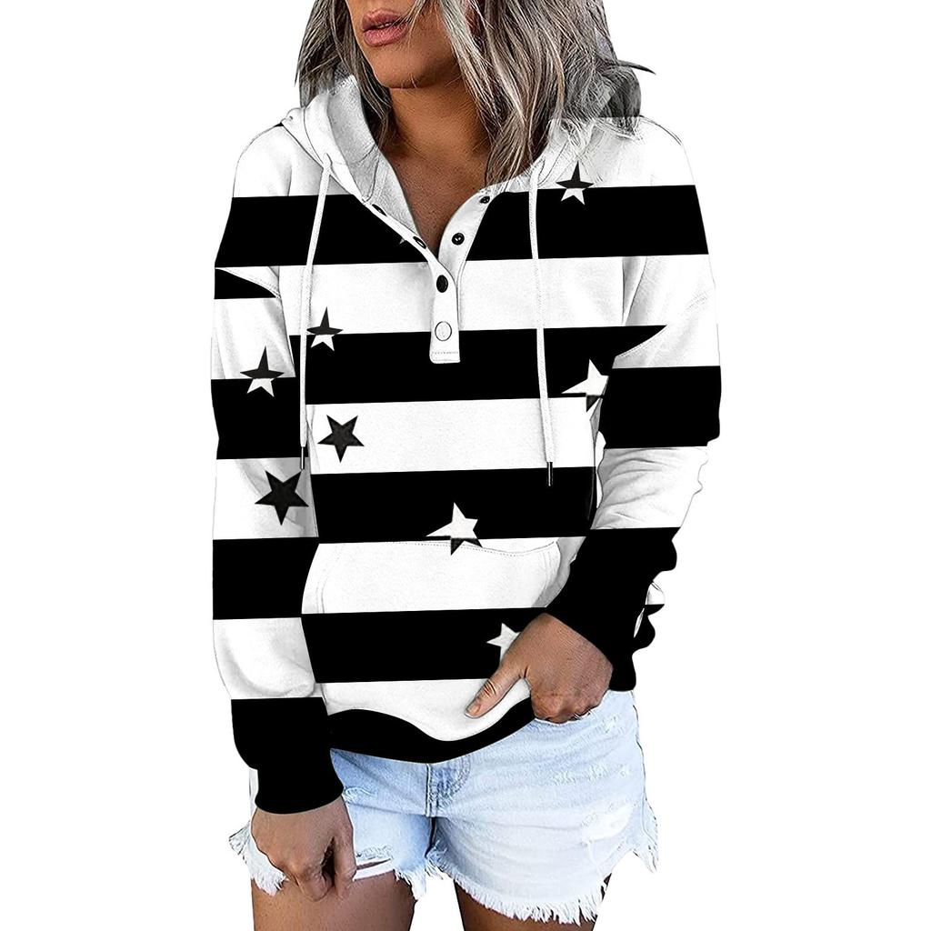 Women's Casual Fashion Long Sleeved Top Printed Round Neck Printed Hoodie