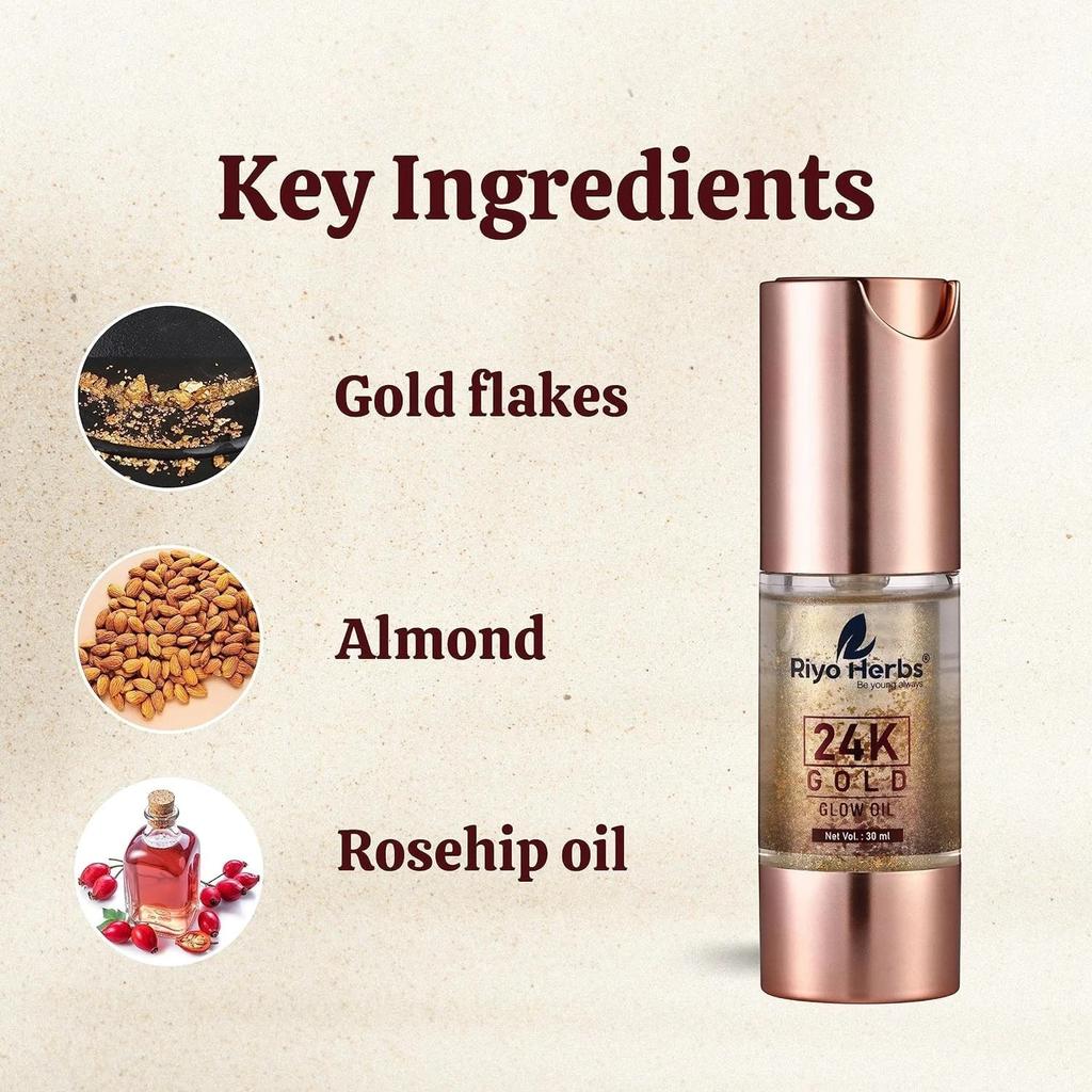 Riyo Herbs 24K Gold Glow Oil For Skin Brightening 30ml