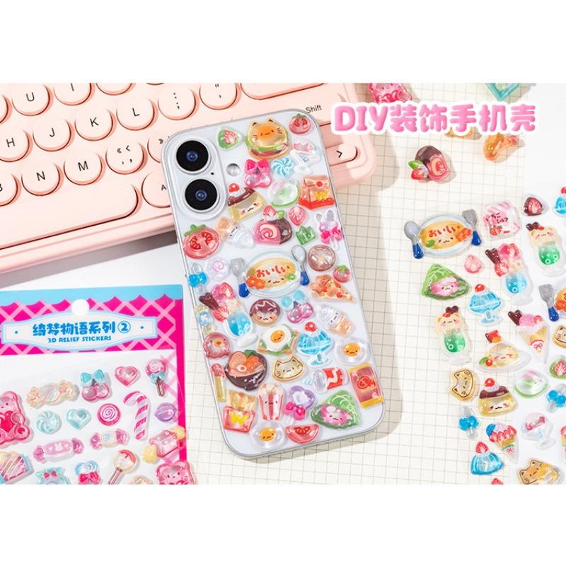 Cute 3d Embossed Relief Sticker For Diy Hand Account And Phone Case