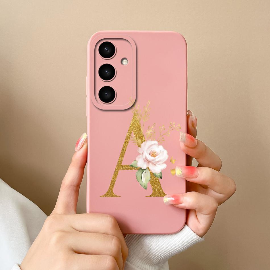 For Samsung Galaxy S25 Plus FE Case For Samsung S25 Ultra Rose Letter Back Cover Soft Liquid Silicone Anti Drop Phone Protectors