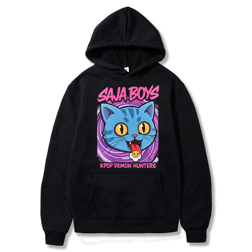 

Autumn selling anime cat printed hoodie for daily casual wear solid color sports hoodie fashionable and warm hoodie S