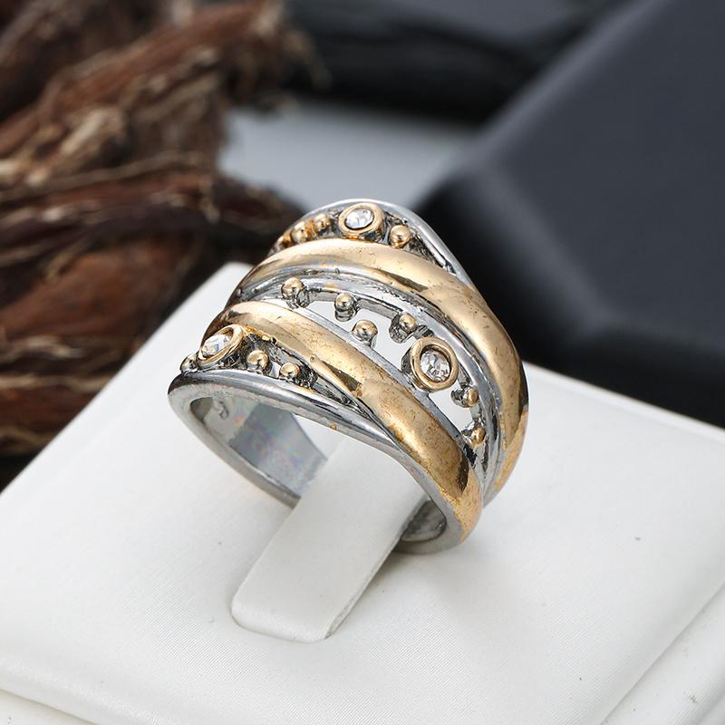Novel Two-tone Rings with Multi-cross Design Bright Stylish Finger Accessories for Women Shiny Fashion Jewelry for Daily Party