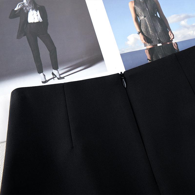 Women's Black Suit Midi Skirt: 2025 Spring High-End Bodycon A-line Skirt
