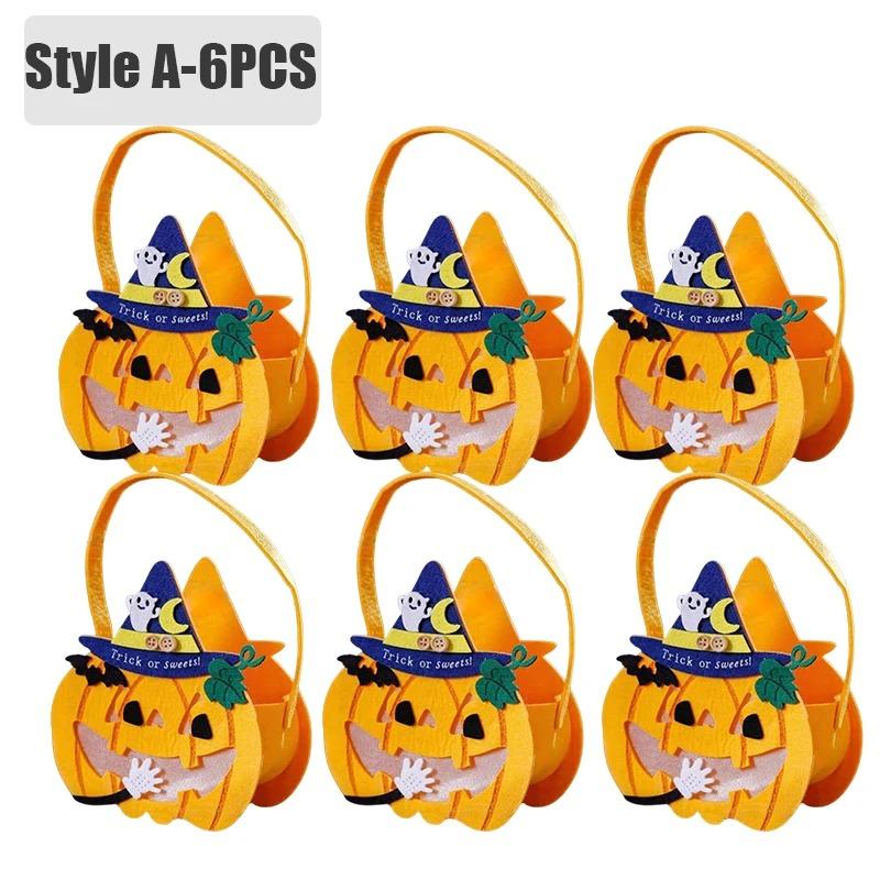 1-6 STÜCK Halloween Süßigkeitenbeutel für Kinder Filz Kürbis Geschenk Tragetasche Feiertagsparty Halloween Dekorationen Zubehör