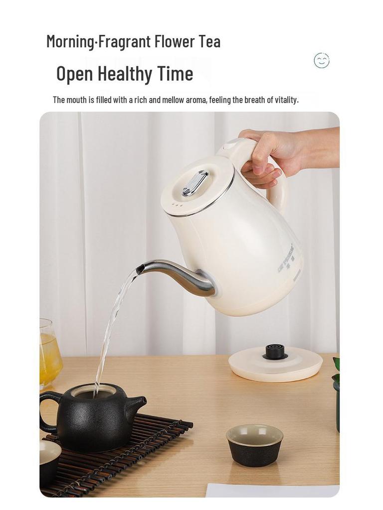 Genuine Long Spout Anti-Scald Electric Kettle - 304 Stainless Steel, Heat-Preserving, Durable, Ideal for Tea Brewing.