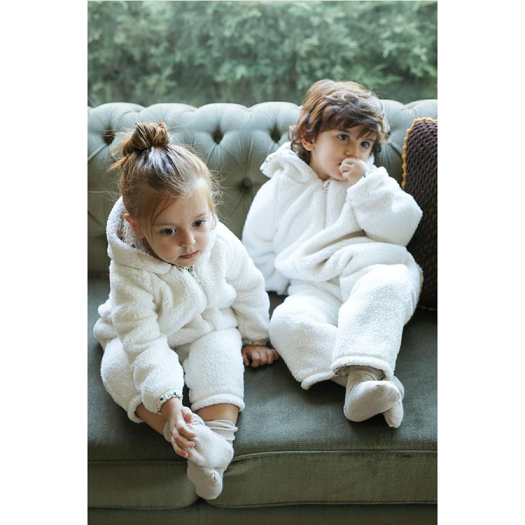 Hooded Wellsoft Jumpsuit Baby White