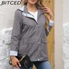 BITCED Autumn/Winter Detachable Hood Trench Coat Plus Size Women's Raincoat