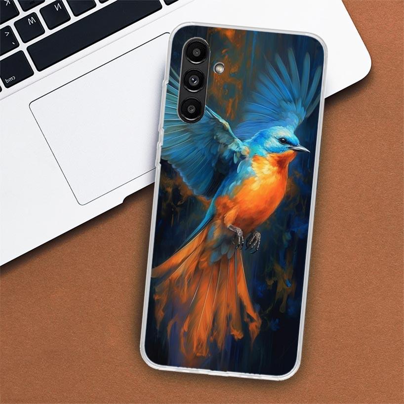 Animal Oil Painting Bird Phone Case For Samsung Galaxy A55 A54 A53 A52 A15 A14 A13 A12 A35 A34 A33 A32 A25 A24 A23 A22 A04S A03S