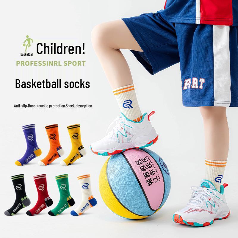 Pro Kids' Mid-Length Basketball Socks for Boys & Teens, High-Top, Real Game Training