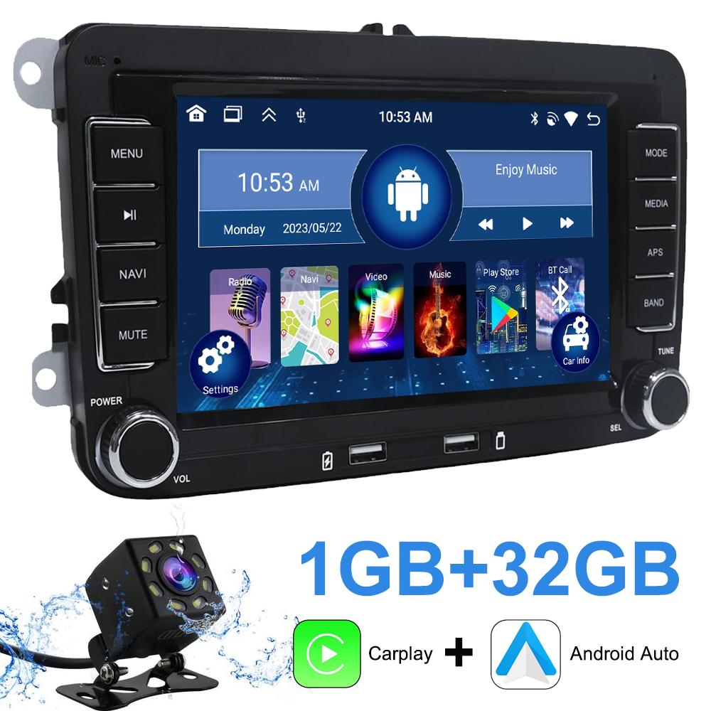 2G+32G /1G+32G Android 13 7 Inch IPS Screen Wireless CarPlay Android Auto Car Stereo for VW Jetta Sedan Passat Tiguan CC Golf Skoda Radio