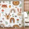Cartoon Shower Curtain London Red Bus Flowers Cute Car Kids Bath Curtains Creative Pattern Polyester Fabric Home Bathroom Decor