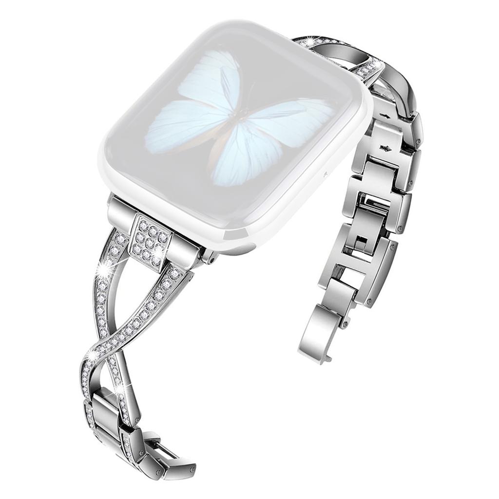 KALEBOL Cross Watch Band for Apple Watch Series 10 Ultra 9 8 7 SE 6 5 4 3 2 1 46mm 49mm 45mm 44mm 42mm Rhinestone Zinc Alloy Wrist Strap