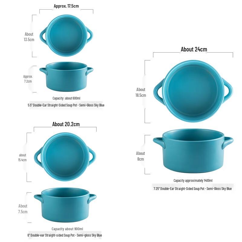 ZISIZ Nordic Style 5.5-inch Double-Handle Serving Bowl Set