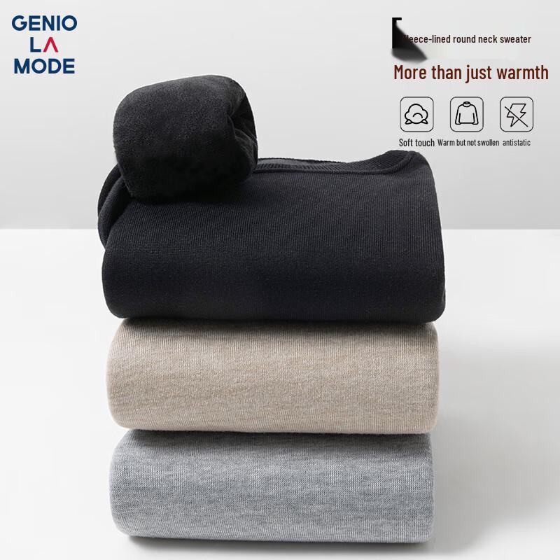 

GENIOLAMODE Мужской утолщенный свитер с круглым вырезом на плюшевой подкладке 3XL