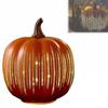 Starlight Pumpkin Lantern (with Timer) Glass Glowing Decoration (Single Orange, 6*7 Inches)