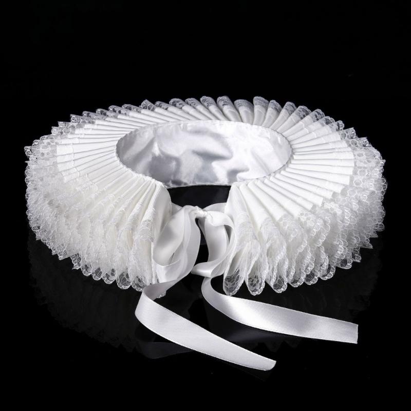 Comfortable Elizabethan Neck Ruff Victorian Ruffle Choker Adjustable Neck Ruff for Medieval Costume