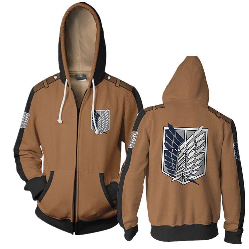 Premium Attack On Titan Hoodie Hooded Sweater Sweatshirt Zipper Coat Cosplay Costume For Fans