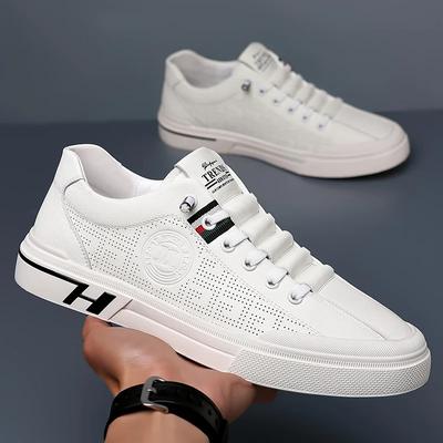 Men's Sneakers Summer 2024 New Embossed Breathable Sports Casual Mesh Surface Shoes Teen Trend All-Matching Men's White Shoes