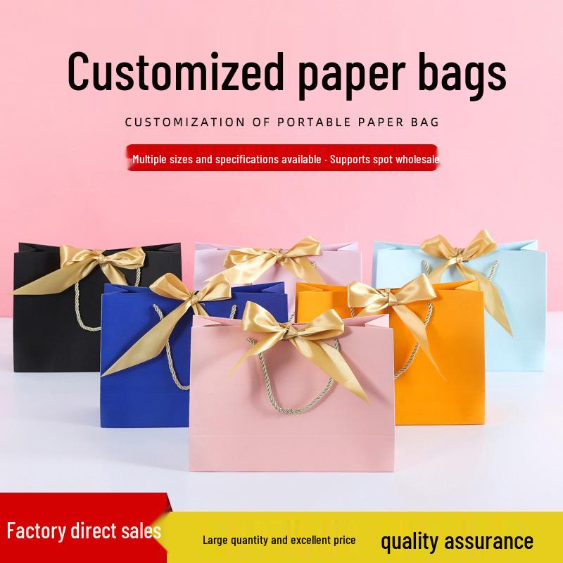 Bunte Band-Schleife Tragetasche - Quadratische Geschenktasche & Einkaufstasche mit individueller Logo-Option