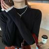 Elegant Fashion Lace Knitted Bottoming Shirt for Women Autumn and Winter Semi-turtleneck Pullover Sweaters Long Sleeve Slim Fit Clothes 2524