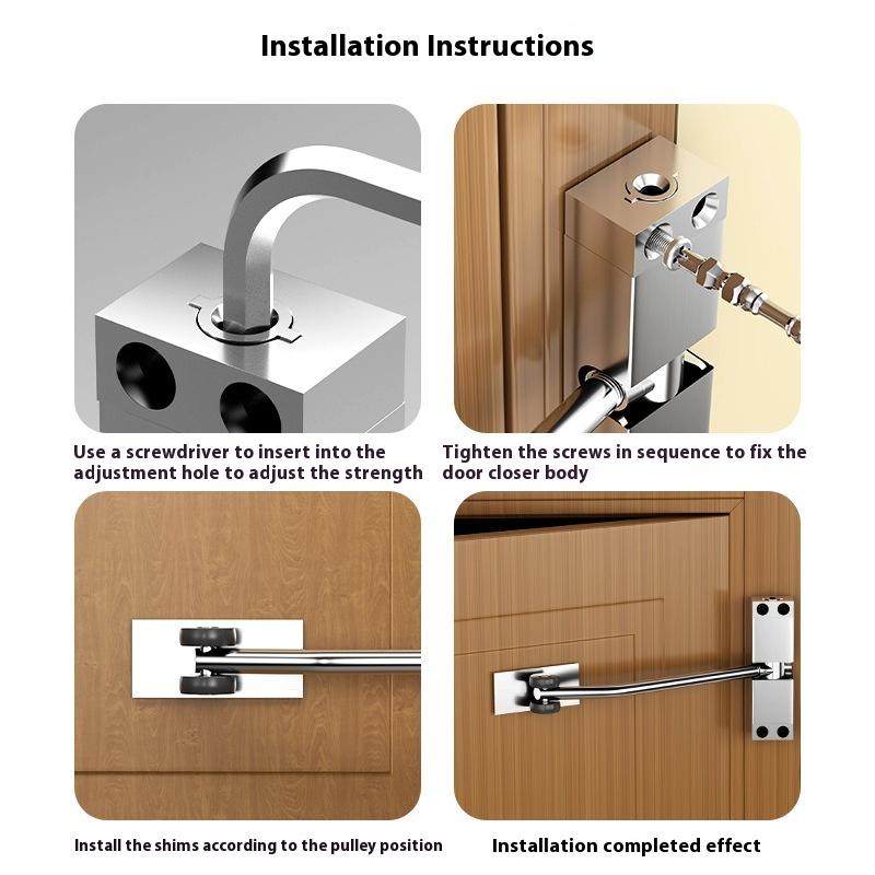Durable Furniture Door Hardware Automatic Spring Door Closer Adjustable Door Closing Device Security Lock