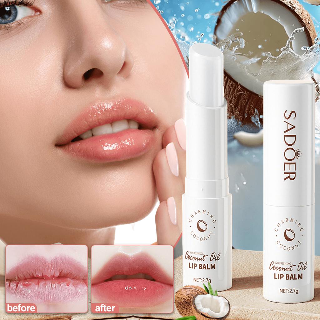 1PC Nourishing Coconut Oil Lip Balm ,Moisturize,Tendrize And Protect Your Lips,Help Improve Thedry A