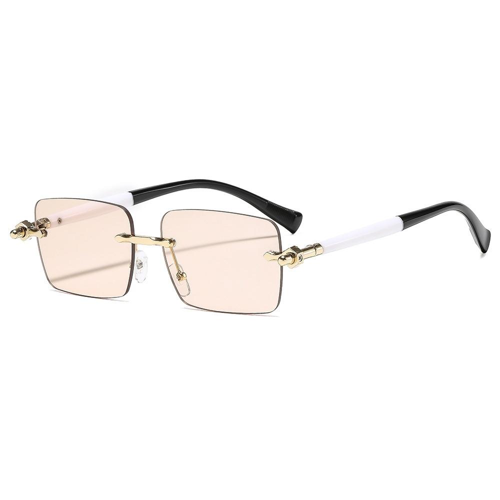 

New Retro Frameless Gradient Square Women Sunglasses Brand Contrast Color Frame Design Trendy All Match Men Casual Glasses UV400 as picture