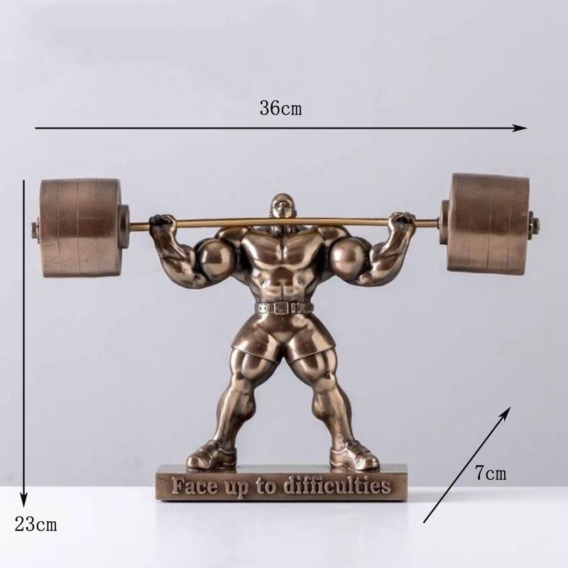 Muscle Man Weightlifting Bodybuilding Strongman Statue Resin Decoration Home Room Sculpture Ornaments Sports Gym Figurine Crafts