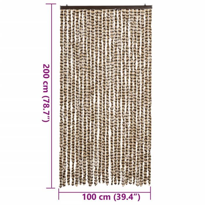 VidaXL Rideau Anti-mouches, Store Anti-insectes avec Crochet, Rideau de Porte Longueur et Largeur Réglables, Beige et Marron 377389