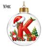 Festive Party Decor Accessories 26?Letter Acrylic Christmas Ball Ornament, 3D Crystal Style Alphabet Winter Holiday Supplies Hanging Pendant,