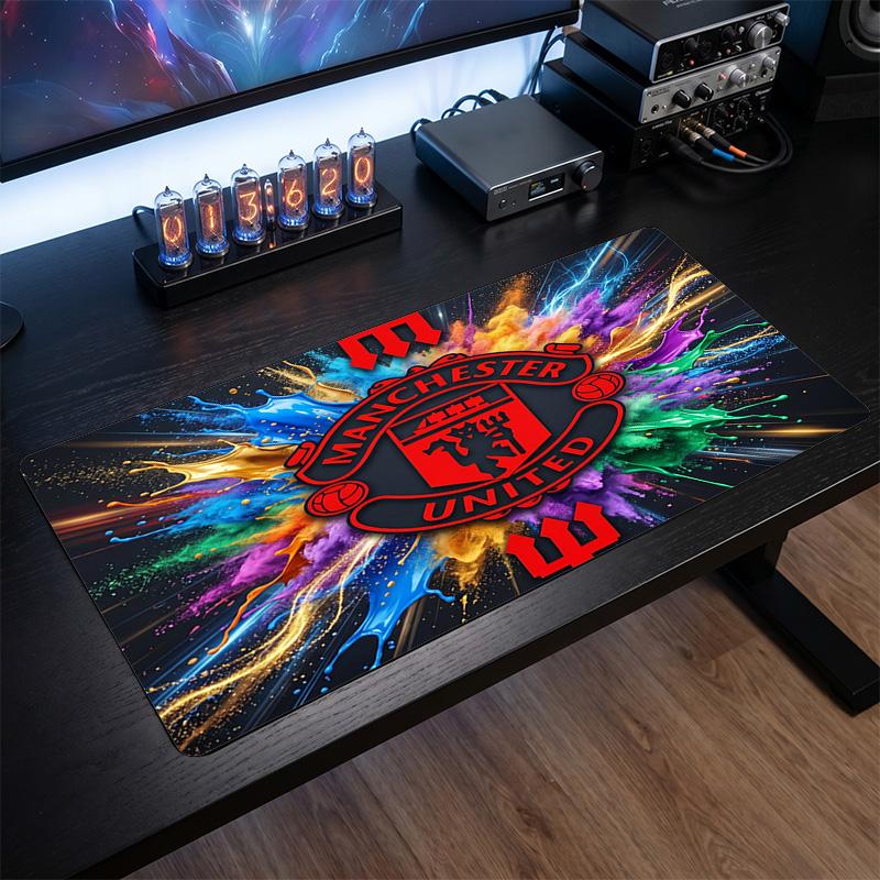 Tappetino Mouse Grande Stampato Manchester United, Tappetino da Scrivania Morbido in Gomma Antiscivolo per Gaming, Decorazione per Ufficio, Laptop, Computer