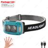 Mini nabíjecí výkonná čelová svítilna se senzorem Rybaření Kempování Hlavová svítilna USB COB LED svítilna Světlomety Přední lucerna
