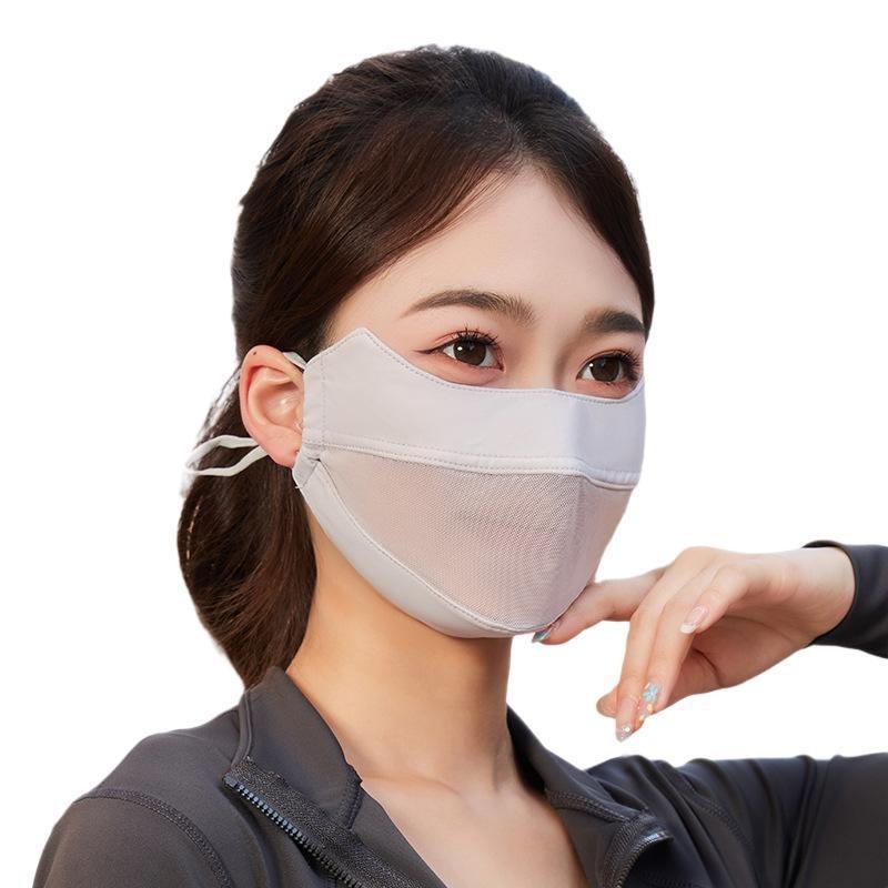 Mesh Ice Silk Face Scarf Elastic Solid Color Uv Protection Anti-Uv Face Cover Face Mask Face Scarves Sunscreen Veil Fishing