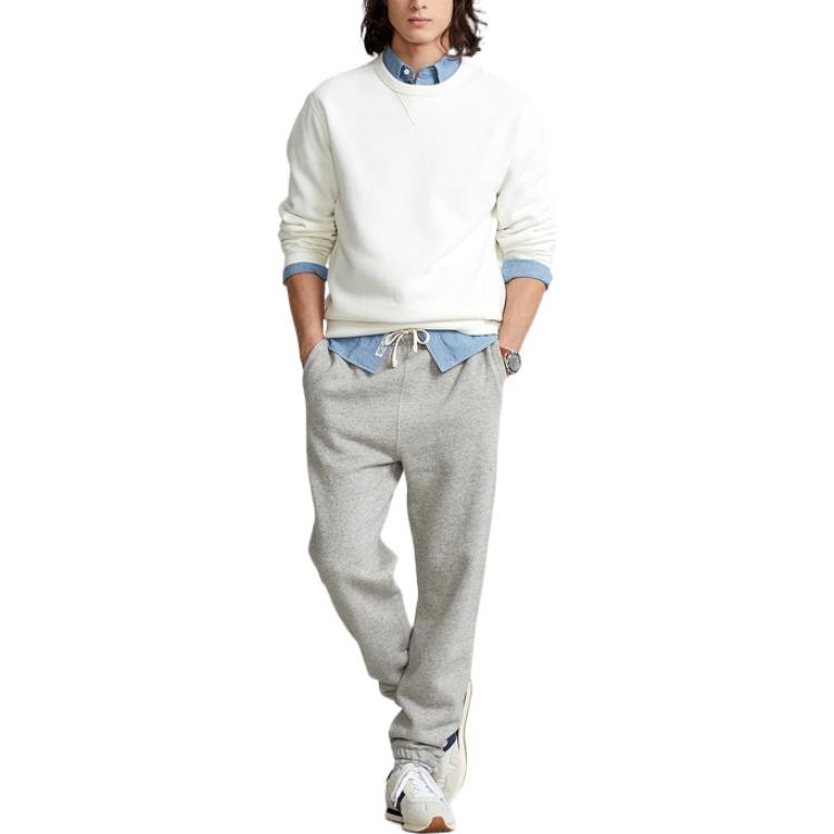 Polo Ralph Lauren Solid Color Crew Neck Pullover Long Sleeve Sweatshirt Men Sweatshirt White MNPOKNI16821627