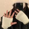 Imitation Mink Fleece Half Finger Gloves For Women'S Soft Winter Warmth Luxury Solid Color Plush Knitted Fingerless Gloves