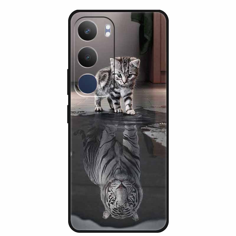 For Vivo Y29 5G Case V2420 Cartoon Wolf Tiger Soft Silicone Cover TPU Phone Case for Vivo Y29 5G Bumper Capa Shockproof Fundas
