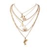 European Exaggerated Metal Clavicle Necklace, Egyptian Pharaoh Pyramid Sun Multi-layer Pendant Necklace