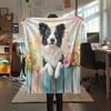 Flower Fence Dogs  Print Flannel Blanket, High quality Comfortable for All Seasons, Home Decor, Warmth and Comfort