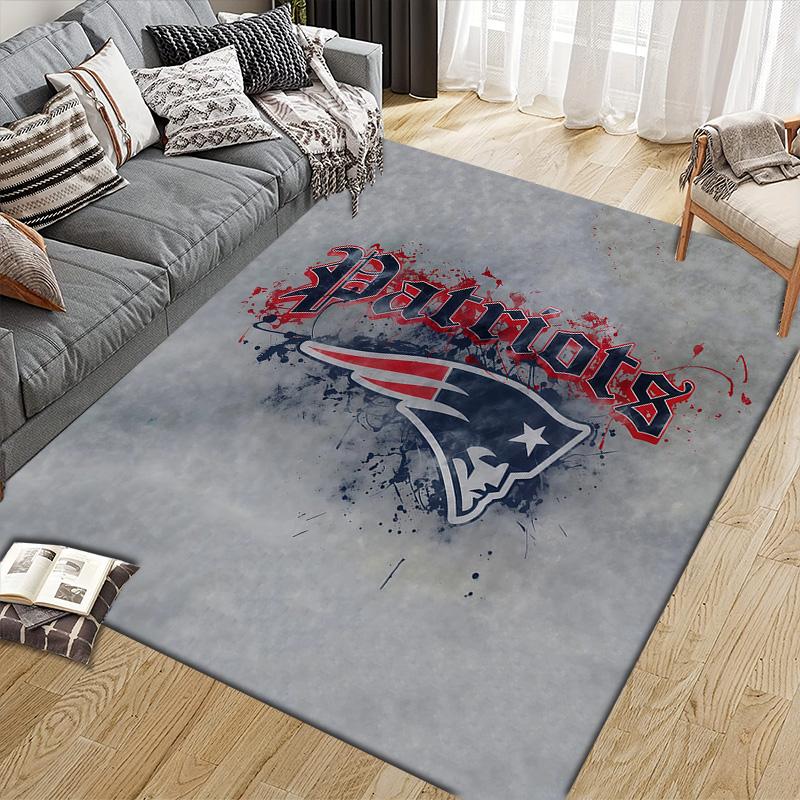 New England Patriots Flannel Pattern Square Carpet,Area Rug,Carpet Rug for Living Room Bedroom Sofa Playroom Decor,Non-slip Floor Mat