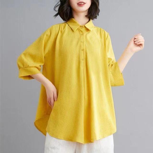 Women Summer Oversized Loose Shirts Large Size Casual Shirt Plus Size Black Tops