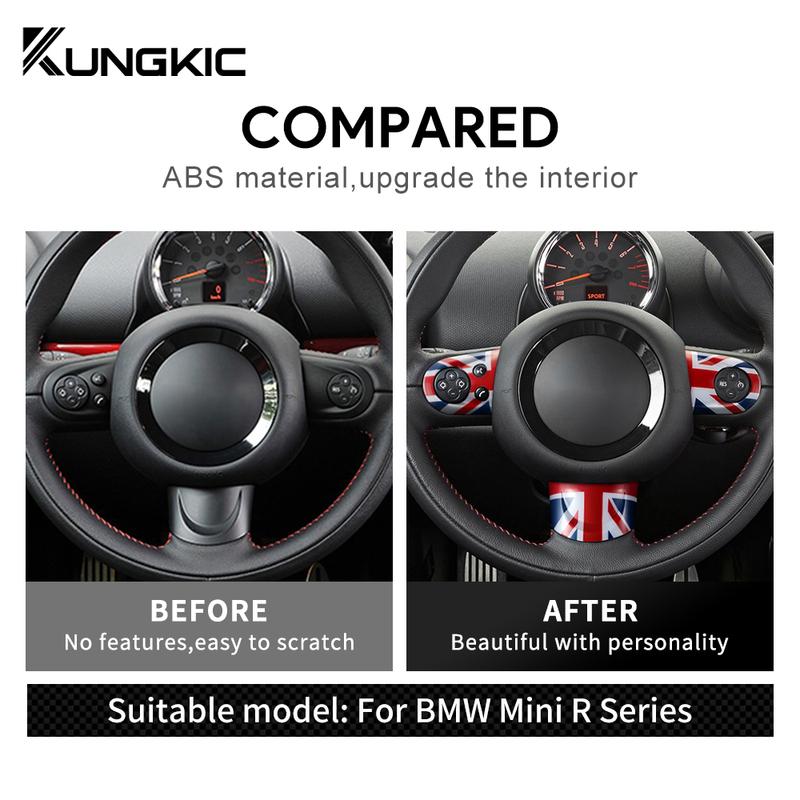 3pcs ABS Car Steering Wheel Button Cover for Mini Cooper R55 R56 Countryman R60 Decoration Interior Union Jack Accessories