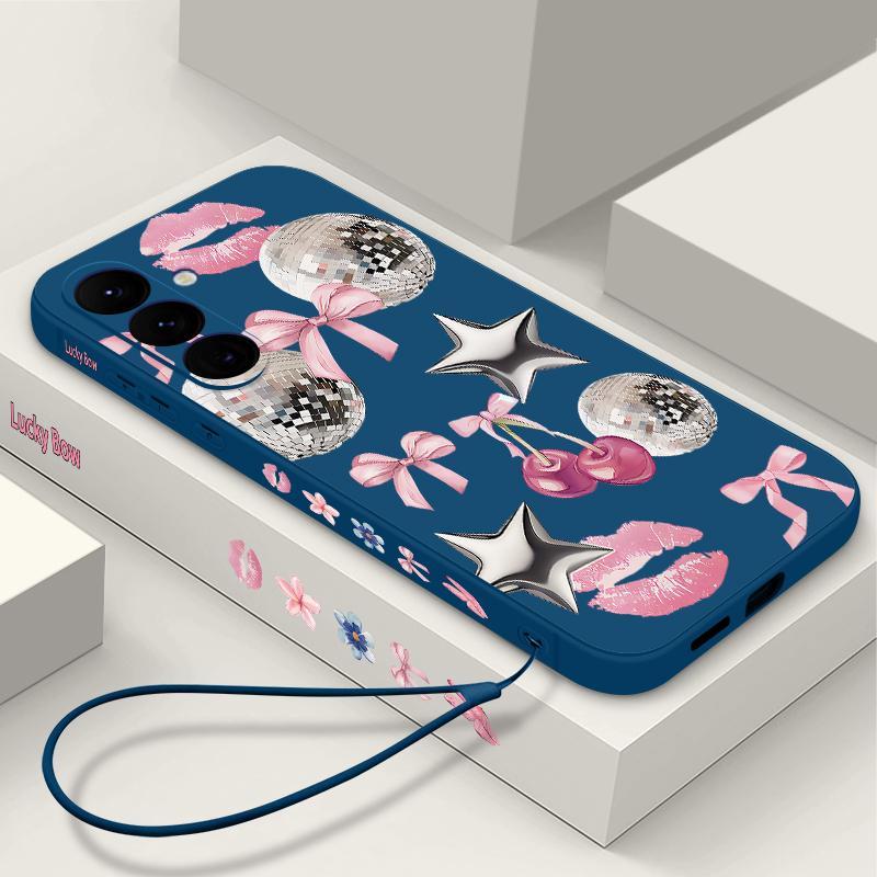 Schleifen Sterne Silikon Handyhülle Für Samsung Galaxy A17 A56 A36 A55 A26 A16 A15 5G A25 A54 A14 A06 A34 Weiches TPU Lanyard Hülle