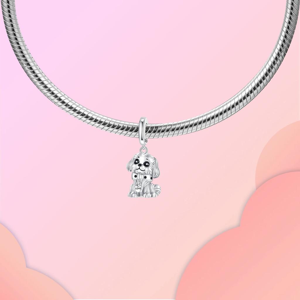 Copper Charms Dogs Dangle Beads Fit Original Charms Bracelets Diy Bead Women Jewelry Making