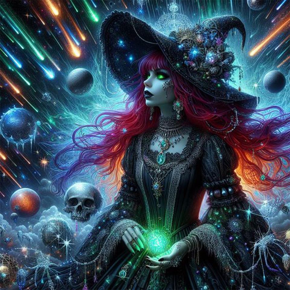 5D DIY Full Round Square Diamond Painting Halloween Witch Set Mosaic Embroidery Home Decoration Cartoon Decoration Gift 2024 New