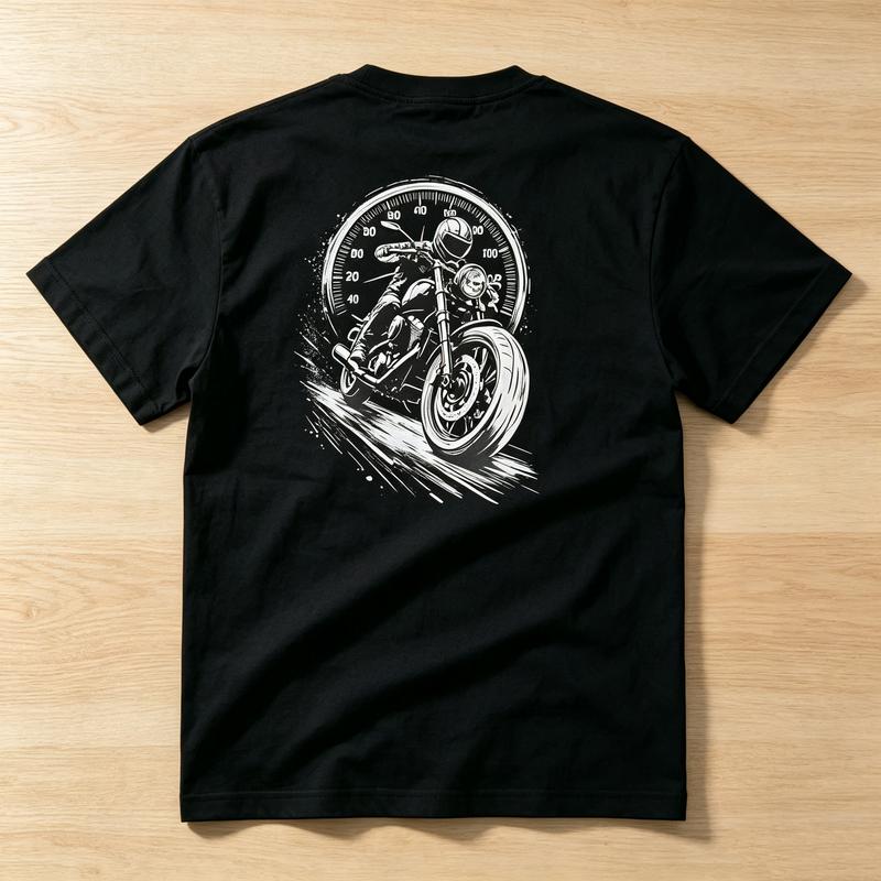 Vintage Motorcycle Speedometer Rider Back Graphic T Shirt Unisex Unisex Cotton Short Sleeve Tee Biker Streetwear Casual Y2k Top