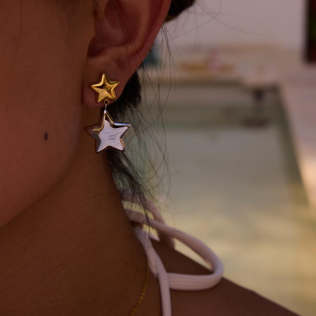 Yori Gold Silver Color Matching Star Earrings Rust Proof 18K PVD Plated Personalized Trendy Jewelry Bijoux Gift