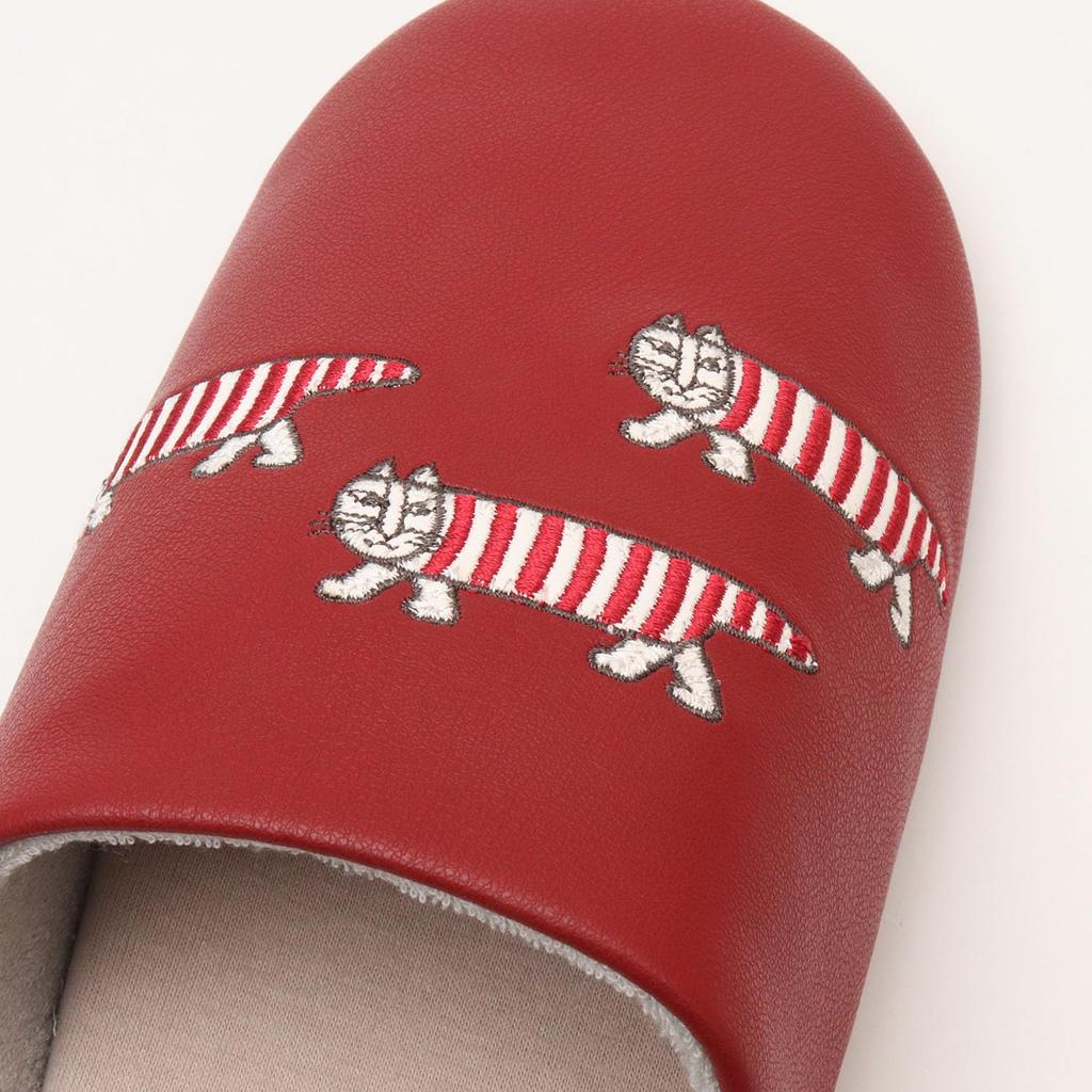 LISA LARSON Footprint Mikey Slippers Nordic Lisa Larson Room Shoes for Women and [Cute Men] (Size M, Red)